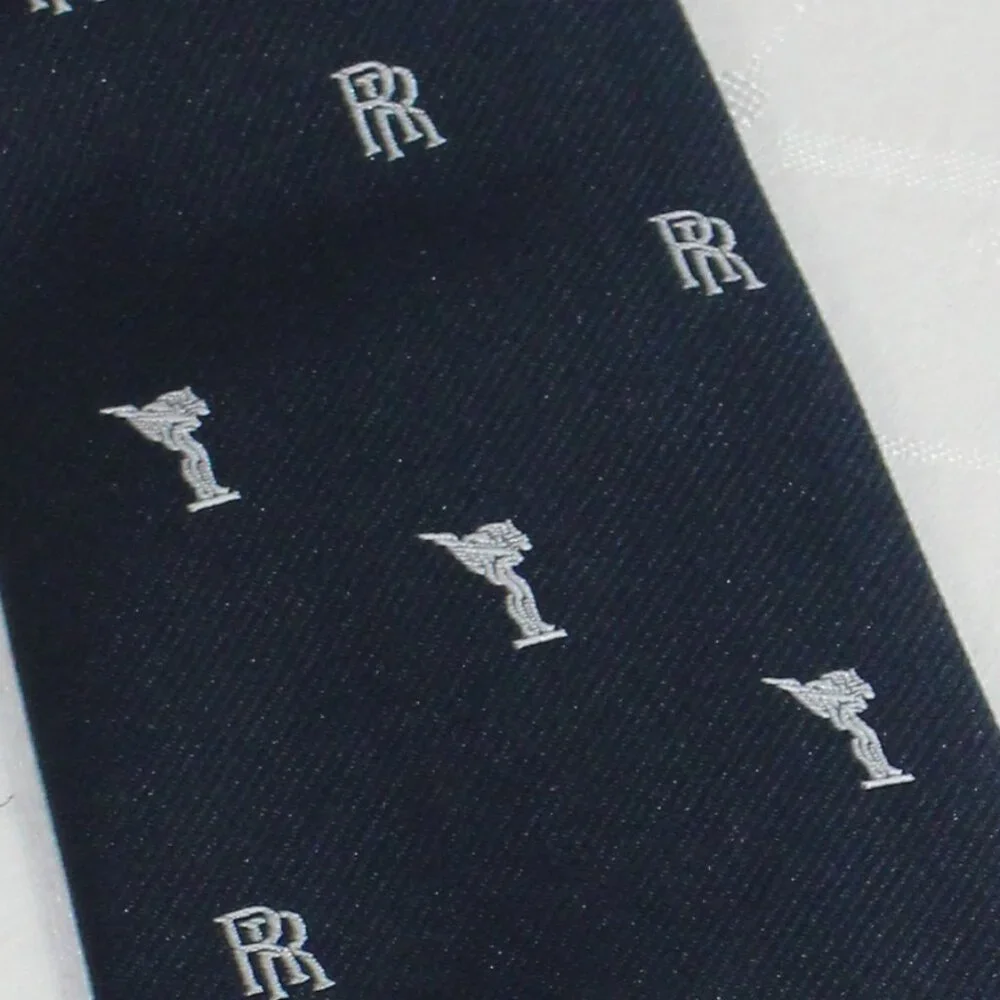 Rolls-Royce Men’s Navy Blue Luxury Designer Necktie | Iconic R R Patt - Picture 6 of 8